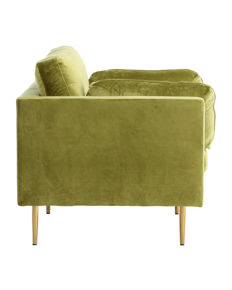 Boom Sessel mit schlanken Stahlbeinen in Grün, Gestell Gold, Polyester-Samt, Ansicht 4
