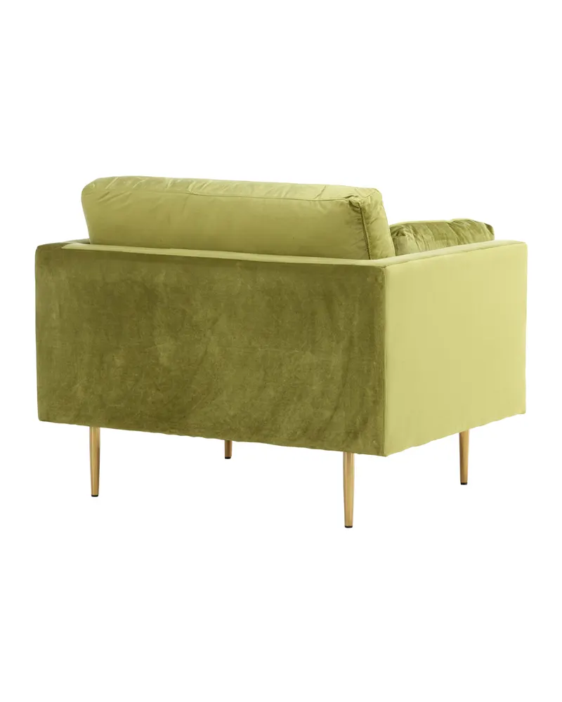 Boom Sessel mit schlanken Stahlbeinen in Grün, Gestell Gold, Polyester-Samt, Ansicht 5