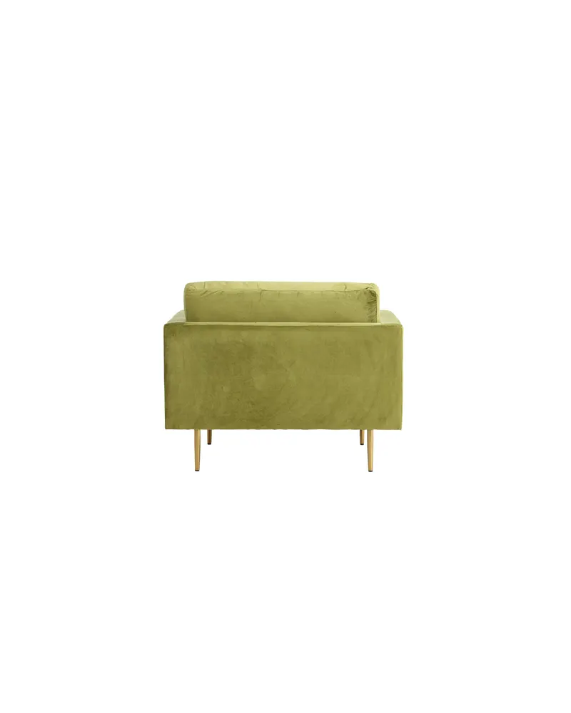 Boom Sessel mit schlanken Stahlbeinen in Grün, Gestell Gold, Polyester-Samt, Ansicht 6