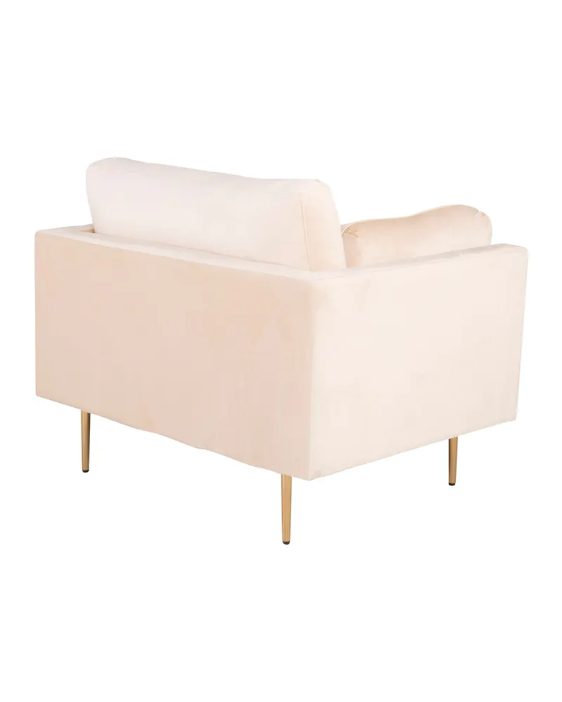 Boom Sessel mit schlanken Stahlbeinen in Hellbeige, Gestell Gold, Polyester-Samt, Ansicht 2