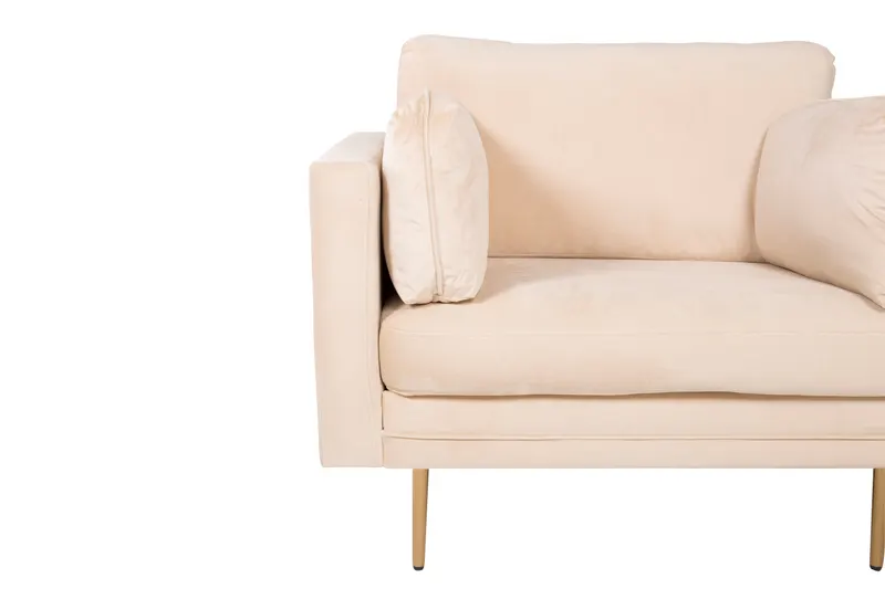 Boom Sessel mit schlanken Stahlbeinen in Hellbeige, Gestell Gold, Polyester-Samt, Ansicht 5