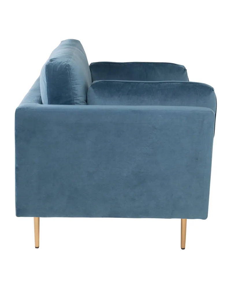 Boom Sessel mit schlanken Stahlbeinen in Blau, Gestell Gold, Polyester-Samt, Ansicht 4