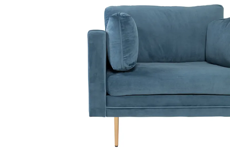 Boom Sessel mit schlanken Stahlbeinen in Blau, Gestell Gold, Polyester-Samt, Ansicht 5