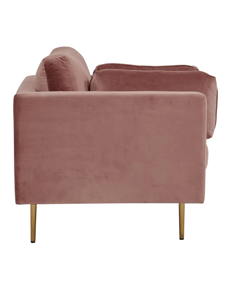 Boom Sessel mit schlanken Stahlbeinen in Rosa, Gestell Gold, Polyester-Samt, Ansicht 8