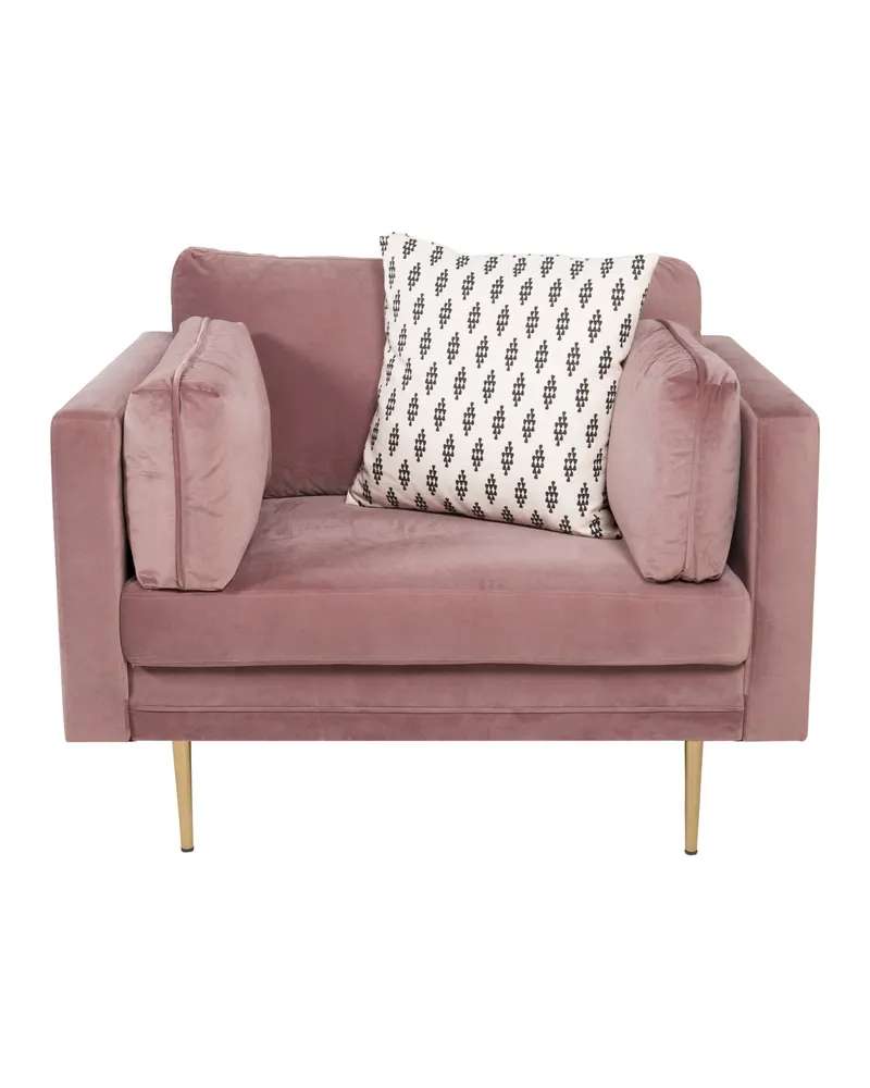 Boom Sessel mit schlanken Stahlbeinen in Rosa, Gestell Gold, Polyester-Samt, Ansicht 9