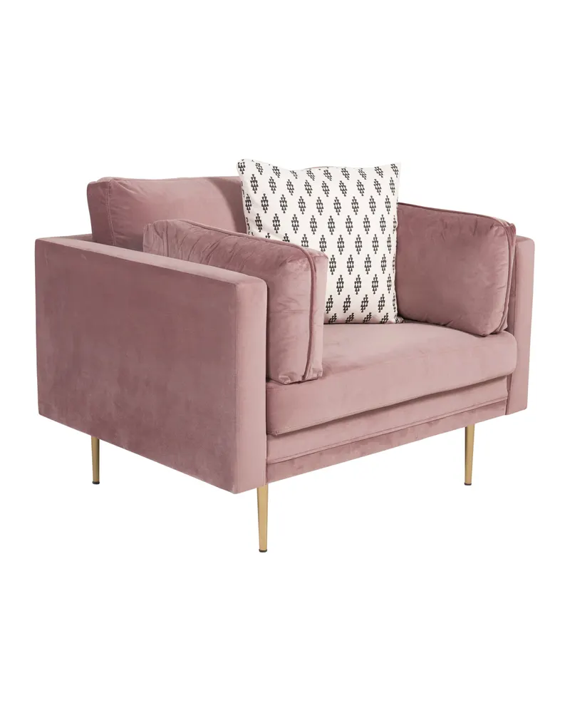 Boom Sessel mit schlanken Stahlbeinen in Rosa, Gestell Gold, Polyester-Samt, Ansicht 10
