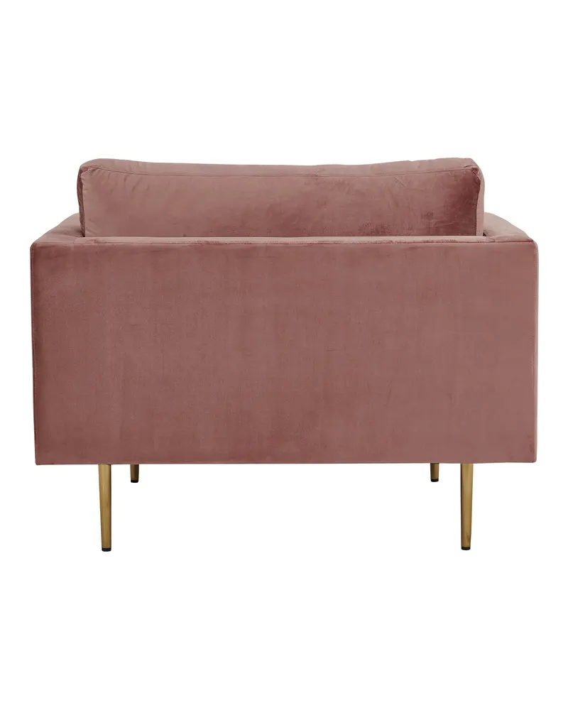 Boom Sessel mit schlanken Stahlbeinen in Rosa, Gestell Gold, Polyester-Samt, Ansicht 3