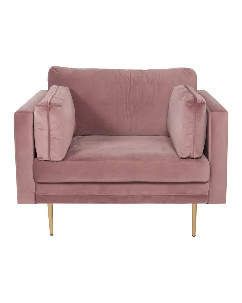 Boom Sessel mit schlanken Stahlbeinen in Rosa, Gestell Gold, Polyester-Samt, Ansicht 4