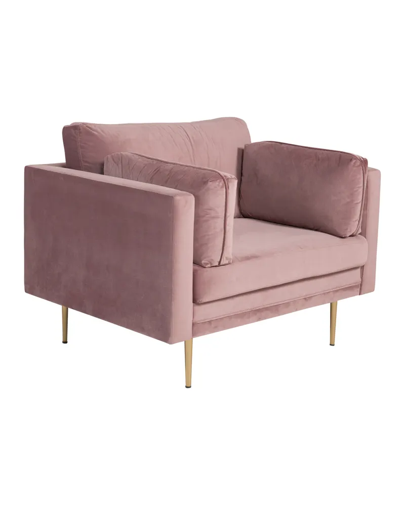 Boom Sessel mit schlanken Stahlbeinen in Rosa, Gestell Gold, Polyester-Samt, Ansicht 5