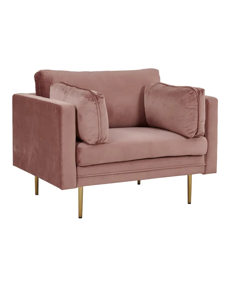 Boom Sessel mit schlanken Stahlbeinen in Rosa, Gestell Gold, Polyester-Samt, Ansicht 6