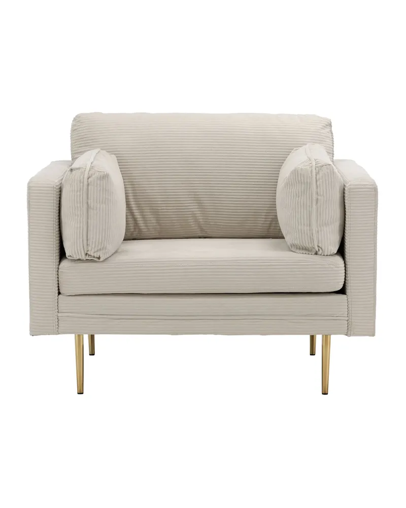 Boom Sessel mit schlanken Stahlbeinen in Hellbeige, Gestell Gold, Polyester-Cord, Ansicht 1