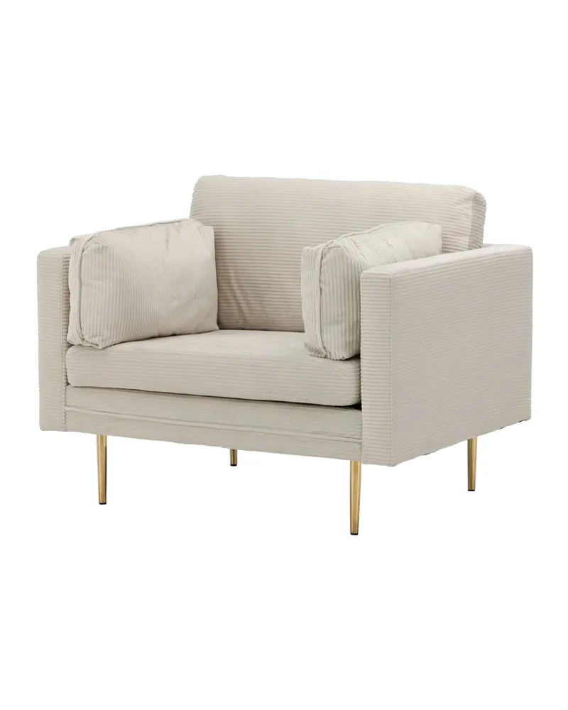 Boom Sessel mit schlanken Stahlbeinen in Hellbeige, Gestell Gold, Polyester-Cord, Ansicht 8
