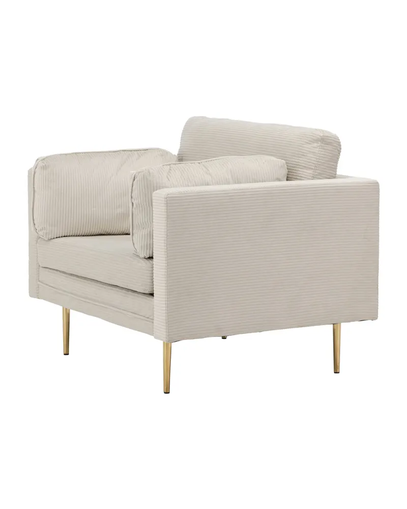 Boom Sessel mit schlanken Stahlbeinen in Hellbeige, Gestell Gold, Polyester-Cord, Ansicht 9