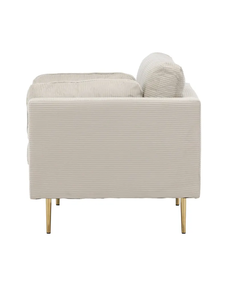 Boom Sessel mit schlanken Stahlbeinen in Hellbeige, Gestell Gold, Polyester-Cord, Ansicht 10
