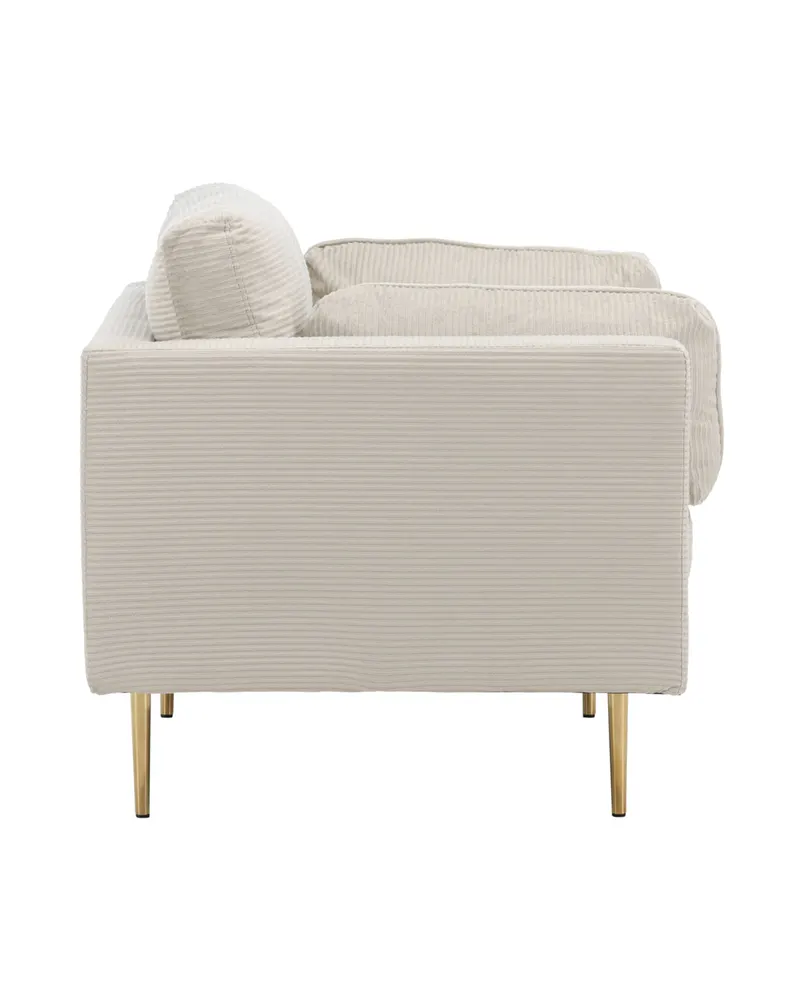 Boom Sessel mit schlanken Stahlbeinen in Hellbeige, Gestell Gold, Polyester-Cord, Ansicht 4