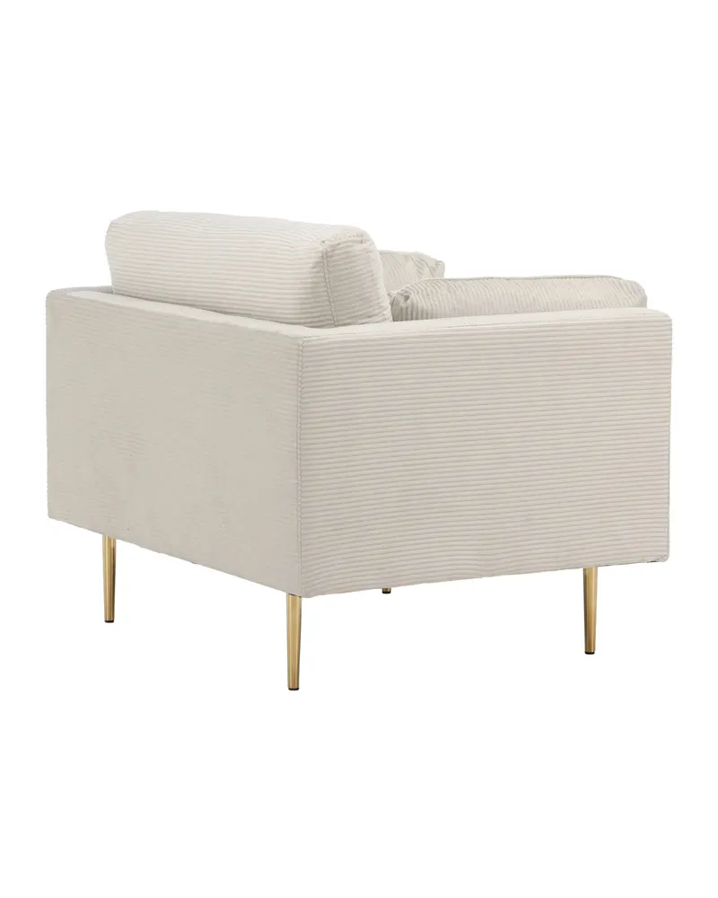 Boom Sessel mit schlanken Stahlbeinen in Hellbeige, Gestell Gold, Polyester-Cord, Ansicht 5