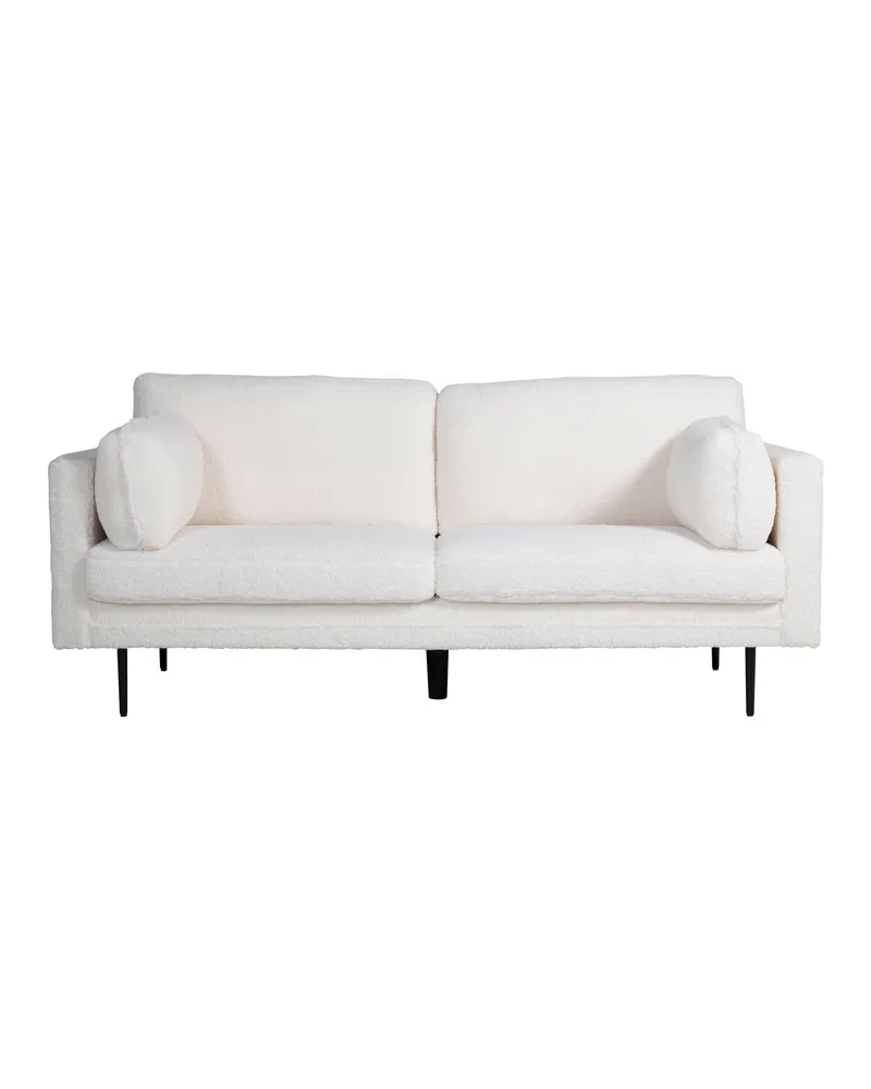 Boom Sofa mit Stahlbeinen in Weiß, Gestell Schwarz, Polyester-Teddystoff, Ansicht 1