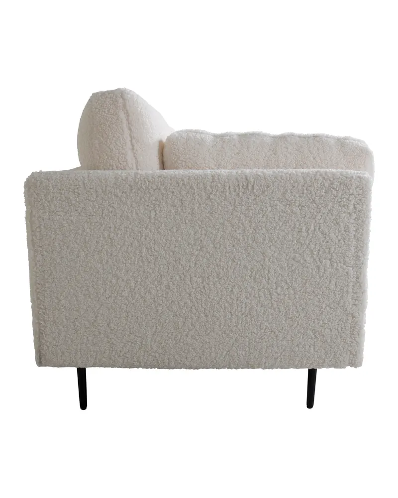 Boom Sofa mit Stahlbeinen in Weiß, Gestell Schwarz, Polyester-Teddystoff, Ansicht 4