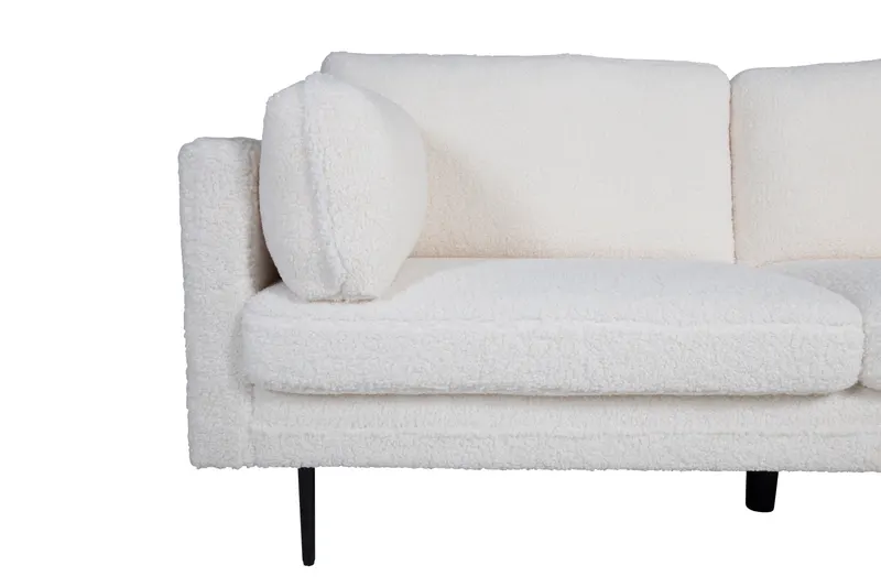 Boom Sofa mit Stahlbeinen in Weiß, Gestell Schwarz, Polyester-Teddystoff, Ansicht 5