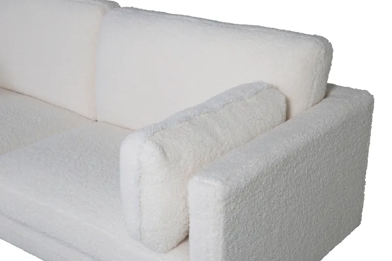 Boom Sofa mit Stahlbeinen in Weiß, Gestell Schwarz, Polyester-Teddystoff, Ansicht 6