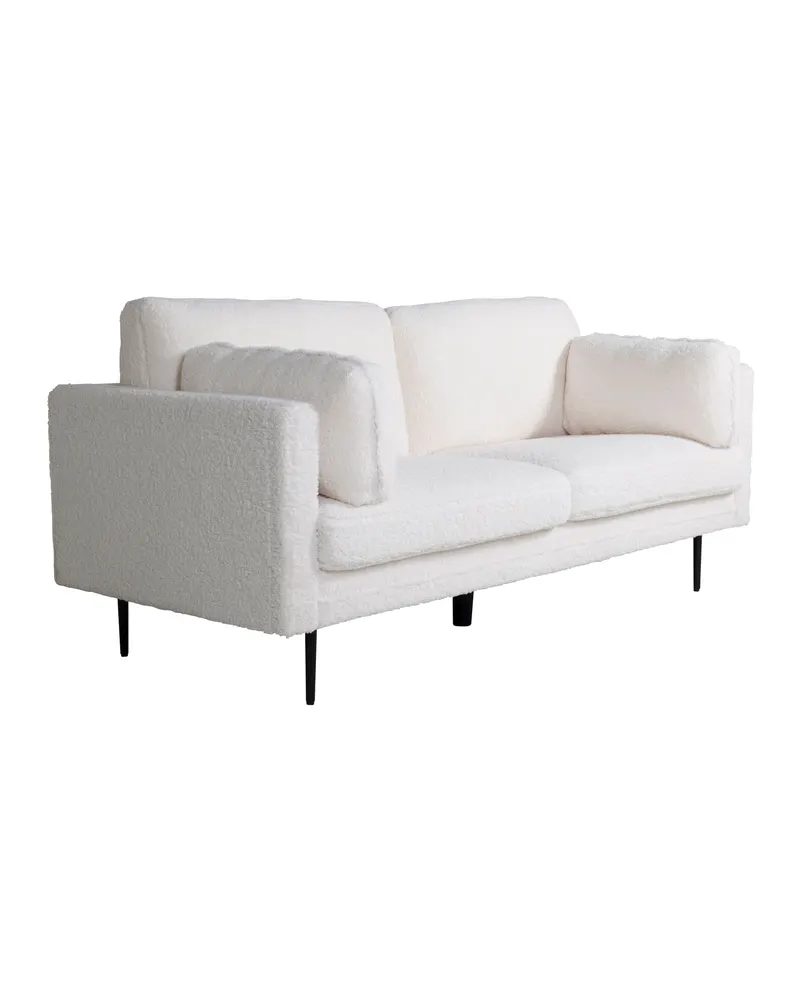 Boom Sofa mit Stahlbeinen in Weiß, Gestell Schwarz, Polyester-Teddystoff, Ansicht 3