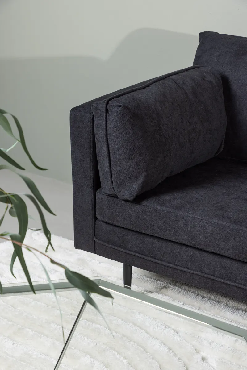 Boom Sofa mit Stahlbeinen in Schwarz, Polyester, im Wohnraum, Ansicht 3