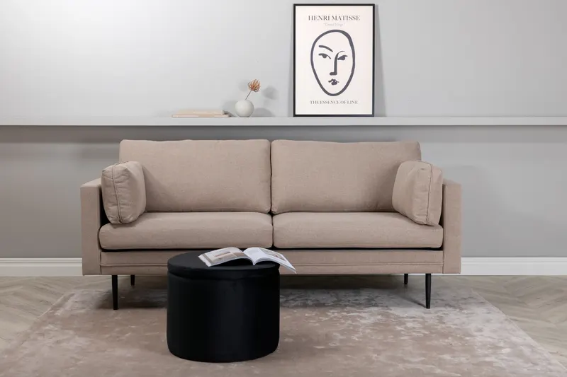 Boom Sofa mit Stahlbeinen in Braun, Gestell Schwarz, Polyester, im Wohnraum, Ansicht 1