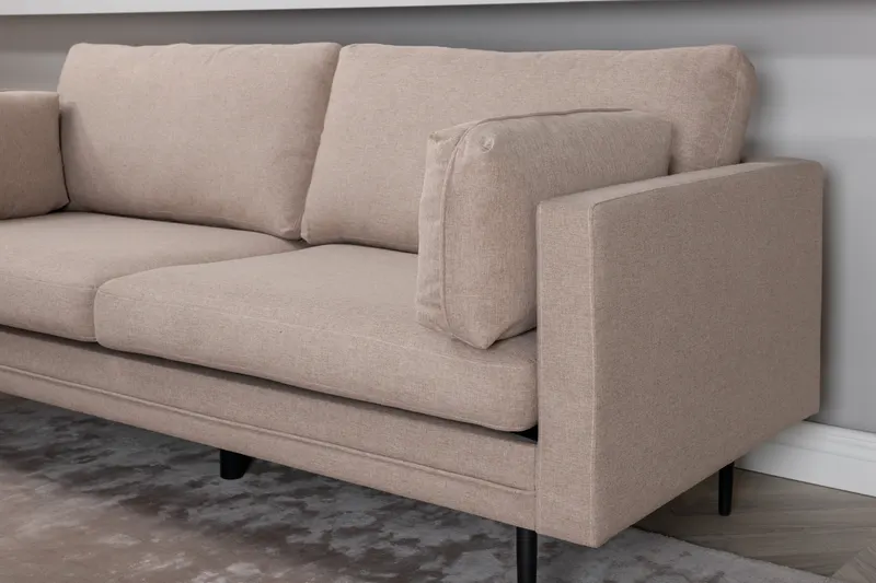 Boom Sofa mit Stahlbeinen in Braun, Gestell Schwarz, Polyester, im Wohnraum, Ansicht 2
