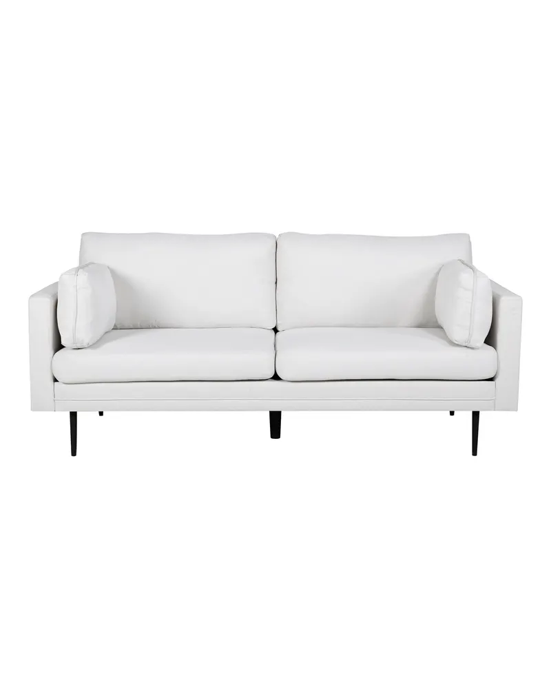 Boom Sofa mit Stahlbeinen in Samt, Cord, Teddystoff oder Polyester, Hellbeige, Gestell Schwarz