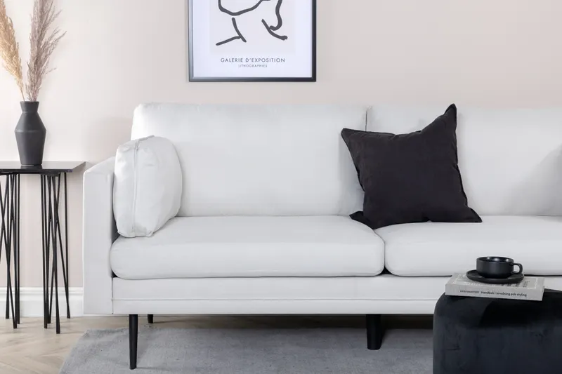 Boom Sofa mit Stahlbeinen in Hellbeige, Gestell Schwarz, Polyester, im Wohnraum, Ansicht 3