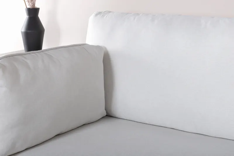 Boom Sofa mit Stahlbeinen in Hellbeige, Gestell Schwarz, Polyester, im Wohnraum, Ansicht 4