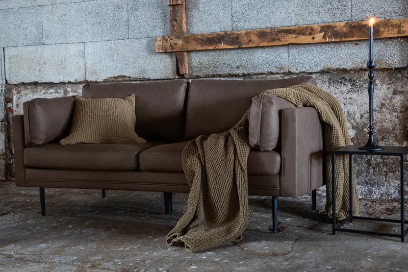 Boom Sofa mit Stahlbeinen in Braun, Gestell Schwarz, Mikrofaser, im Wohnraum, Ansicht 2