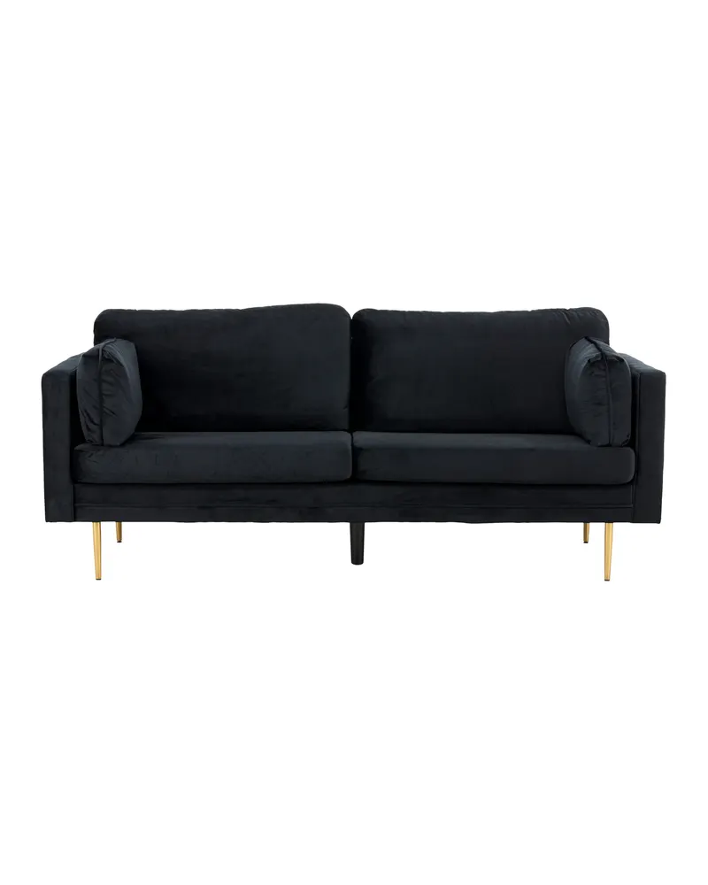 Boom Sofa mit Stahlbeinen in Schwarz, Gestell Gold, Polyester-Samt, Ansicht 1