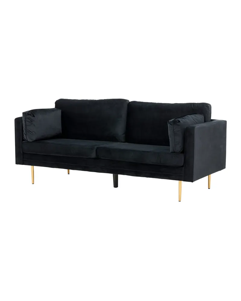Boom Sofa mit Stahlbeinen in Schwarz, Gestell Gold, Polyester-Samt, Ansicht 6