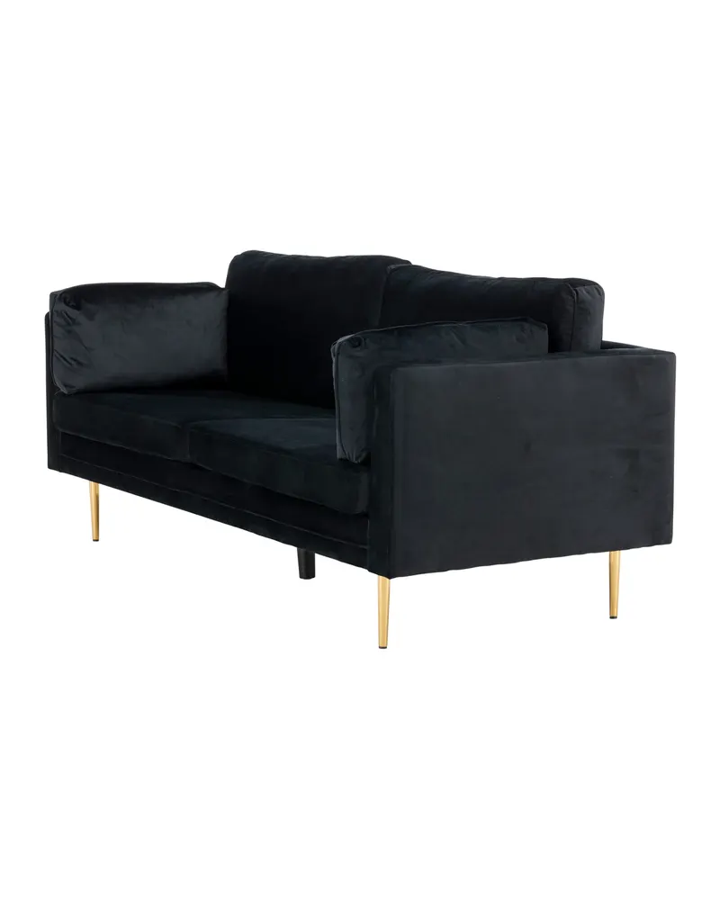 Boom Sofa mit Stahlbeinen in Schwarz, Gestell Gold, Polyester-Samt, Ansicht 7