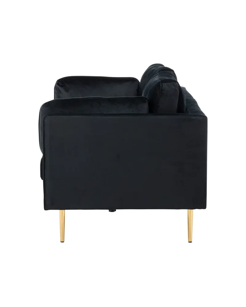 Boom Sofa mit Stahlbeinen in Schwarz, Gestell Gold, Polyester-Samt, Ansicht 8