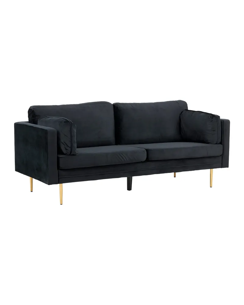 Boom Sofa mit Stahlbeinen in Schwarz, Gestell Gold, Polyester-Samt, Ansicht 2