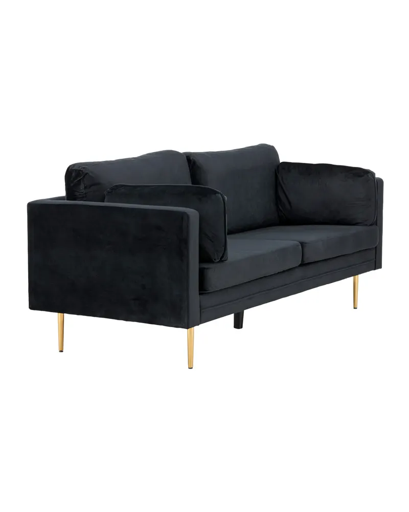 Boom Sofa mit Stahlbeinen in Schwarz, Gestell Gold, Polyester-Samt, Ansicht 3