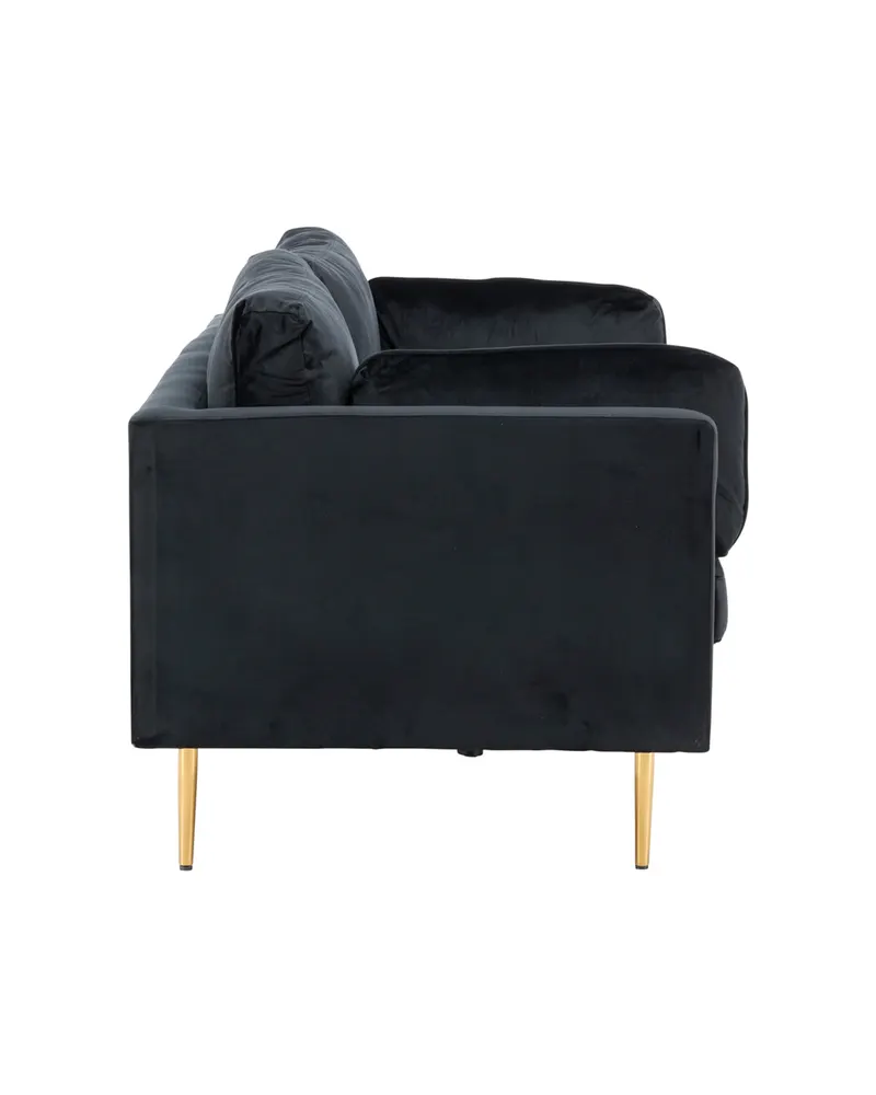 Boom Sofa mit Stahlbeinen in Schwarz, Gestell Gold, Polyester-Samt, Ansicht 4