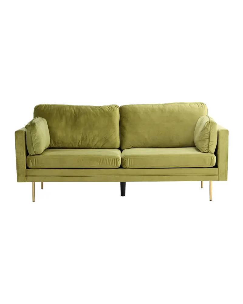 Boom Sofa mit Stahlbeinen in Grün, Gestell Gold, Polyester-Samt, Ansicht 1