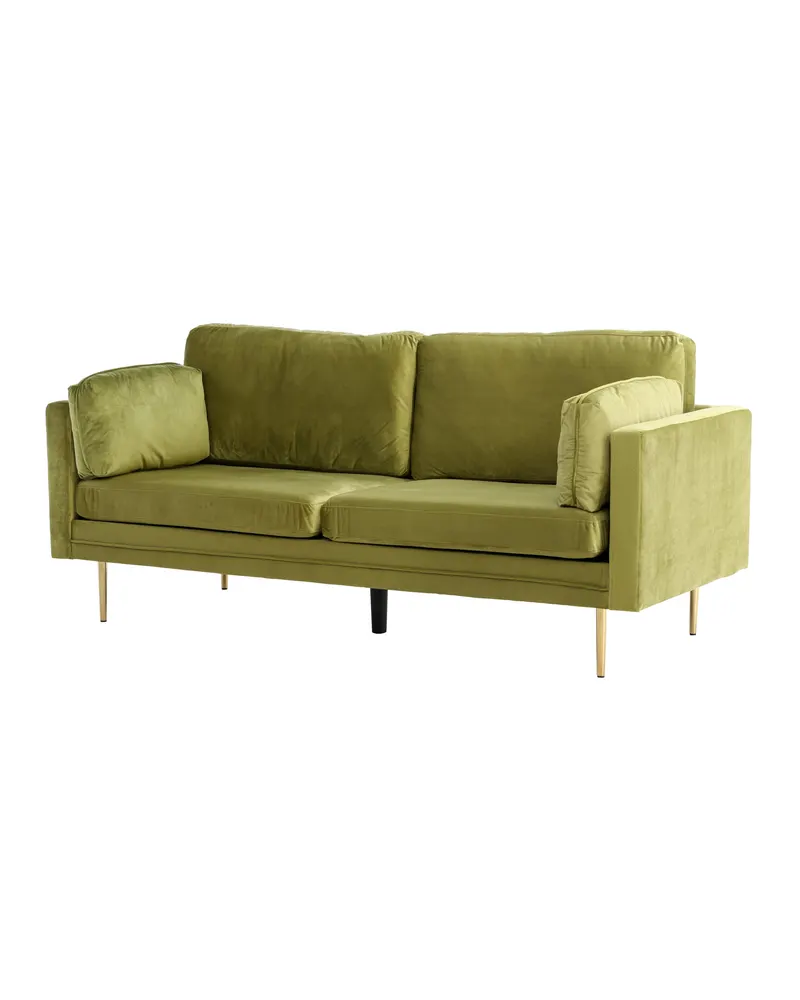 Boom Sofa mit Stahlbeinen in Grün, Gestell Gold, Polyester-Samt, Ansicht 7