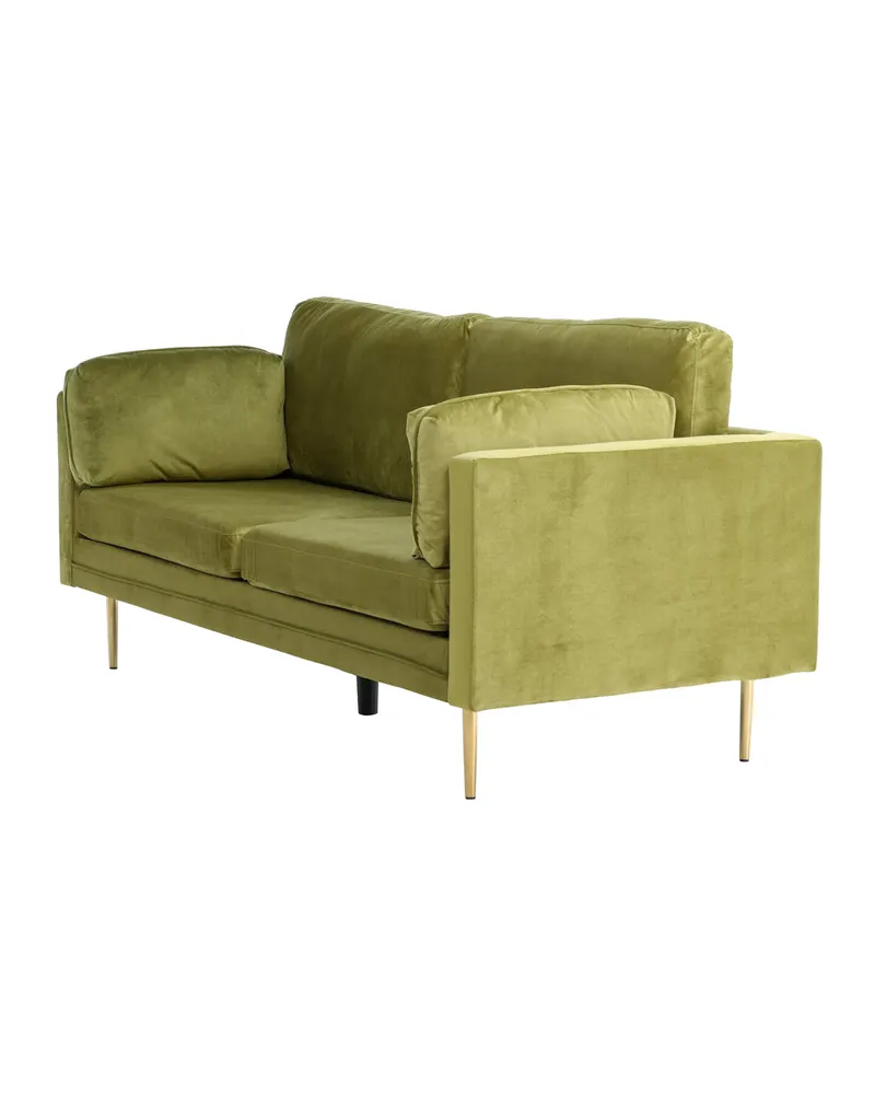 Boom Sofa mit Stahlbeinen in Grün, Gestell Gold, Polyester-Samt, Ansicht 8