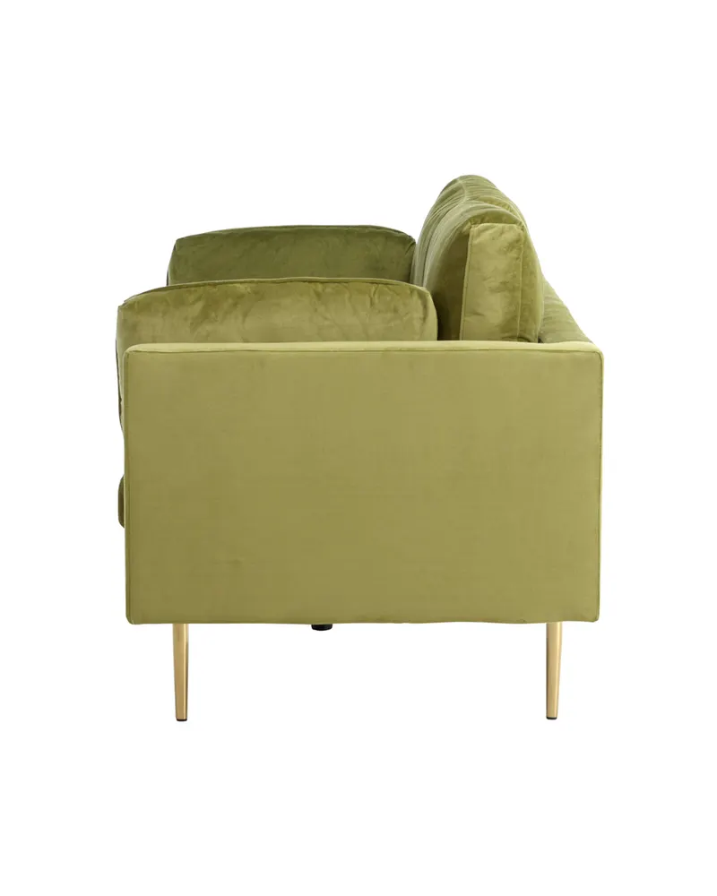 Boom Sofa mit Stahlbeinen in Grün, Gestell Gold, Polyester-Samt, Ansicht 9