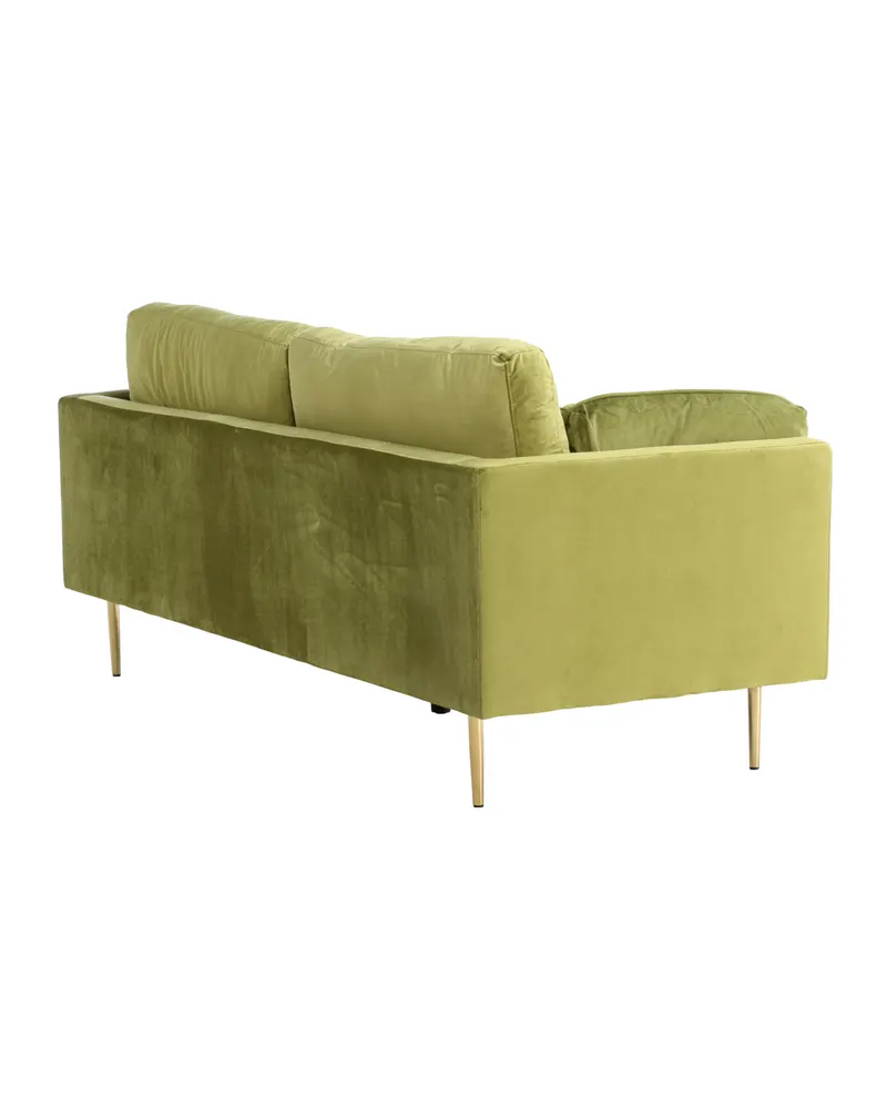 Boom Sofa mit Stahlbeinen in Grün, Gestell Gold, Polyester-Samt, Ansicht 12