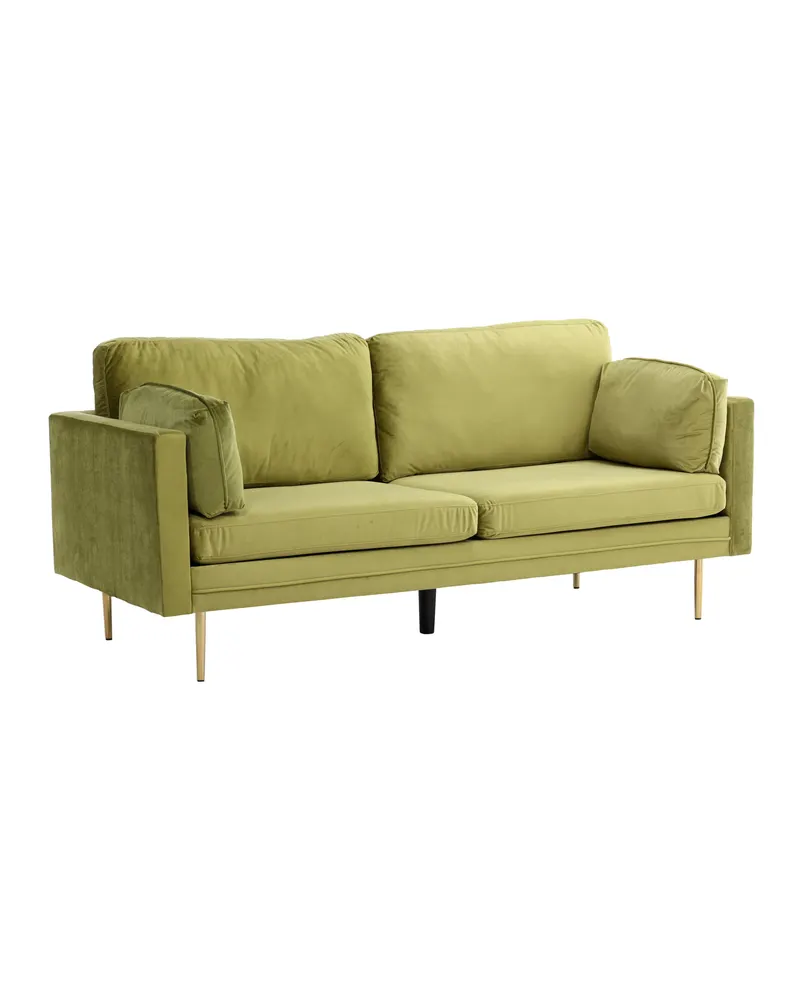 Boom Sofa mit Stahlbeinen in Grün, Gestell Gold, Polyester-Samt, Ansicht 2