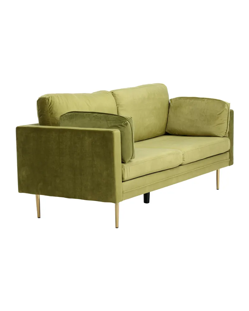Boom Sofa mit Stahlbeinen in Grün, Gestell Gold, Polyester-Samt, Ansicht 3