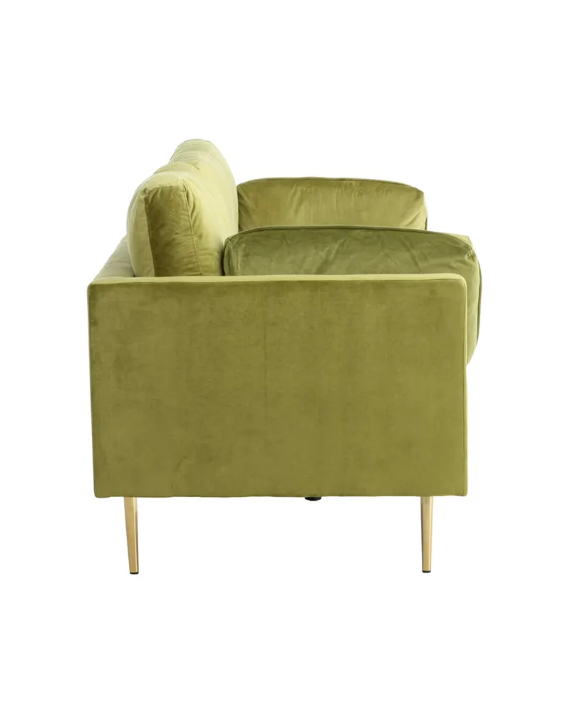Boom Sofa mit Stahlbeinen in Grün, Gestell Gold, Polyester-Samt, Ansicht 4