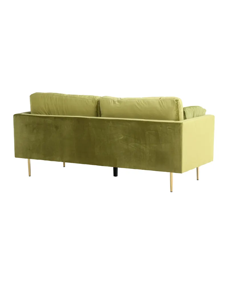 Boom Sofa mit Stahlbeinen in Grün, Gestell Gold, Polyester-Samt, Ansicht 5