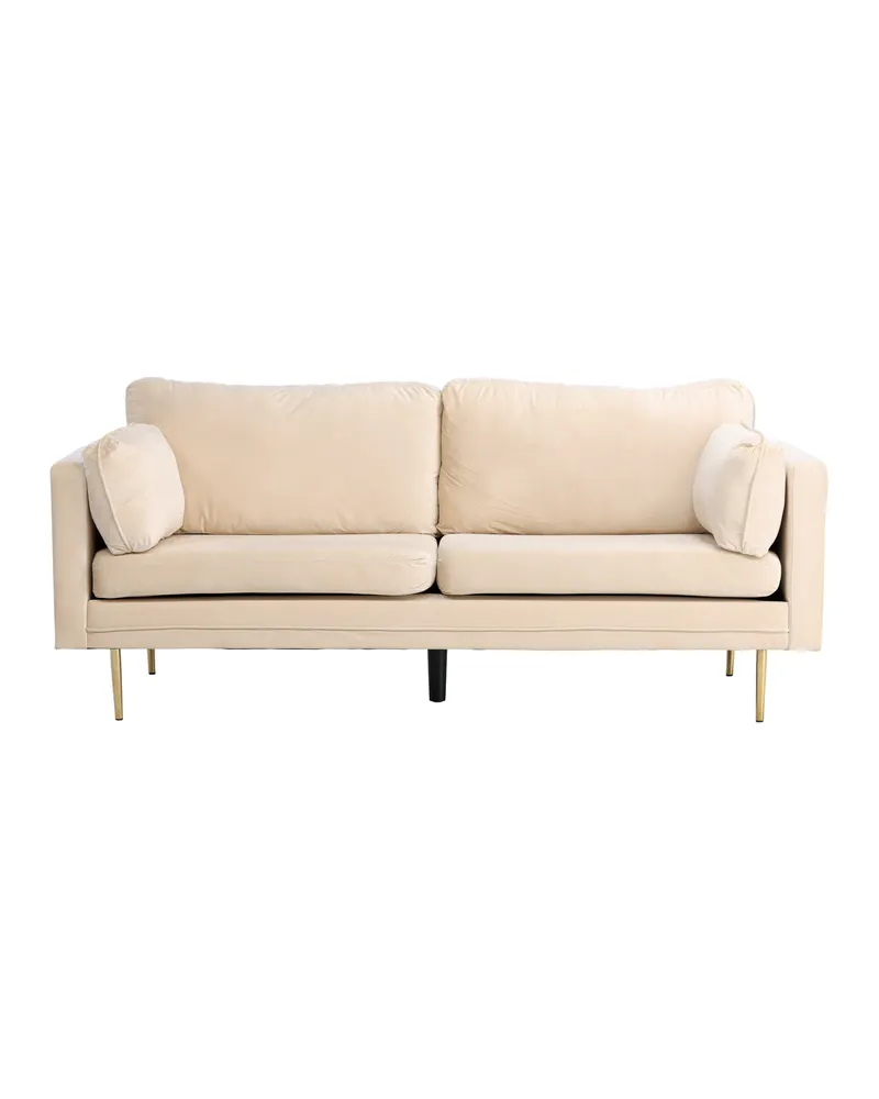 Boom Sofa mit Stahlbeinen in Beige, Gestell Gold, Polyester-Samt, Ansicht 1