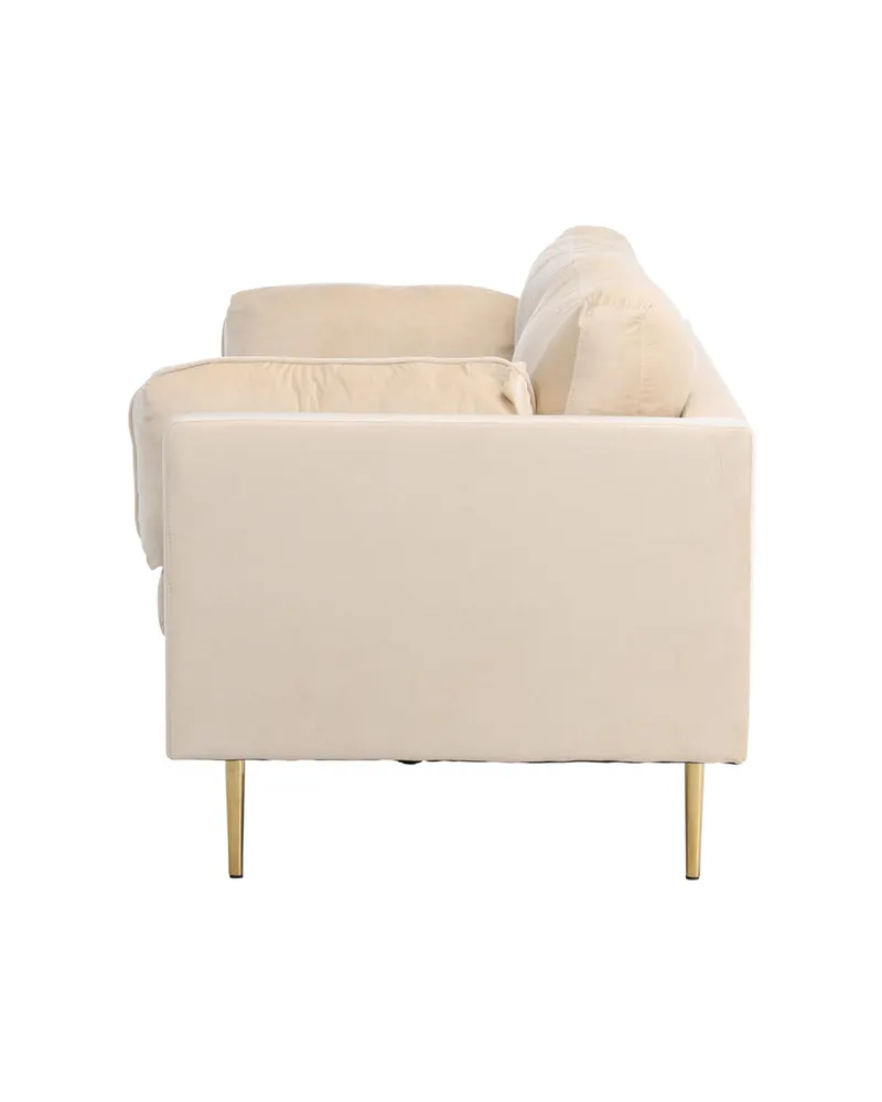 Boom Sofa mit Stahlbeinen in Beige, Gestell Gold, Polyester-Samt, Ansicht 7
